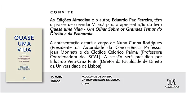 Lan&ccedil;amento do livro "Quase uma Vida - Um Olhar Sobre os Grandes Temas do Direito e da Economia" - Professor Doutor Eduarco Paz Ferreira