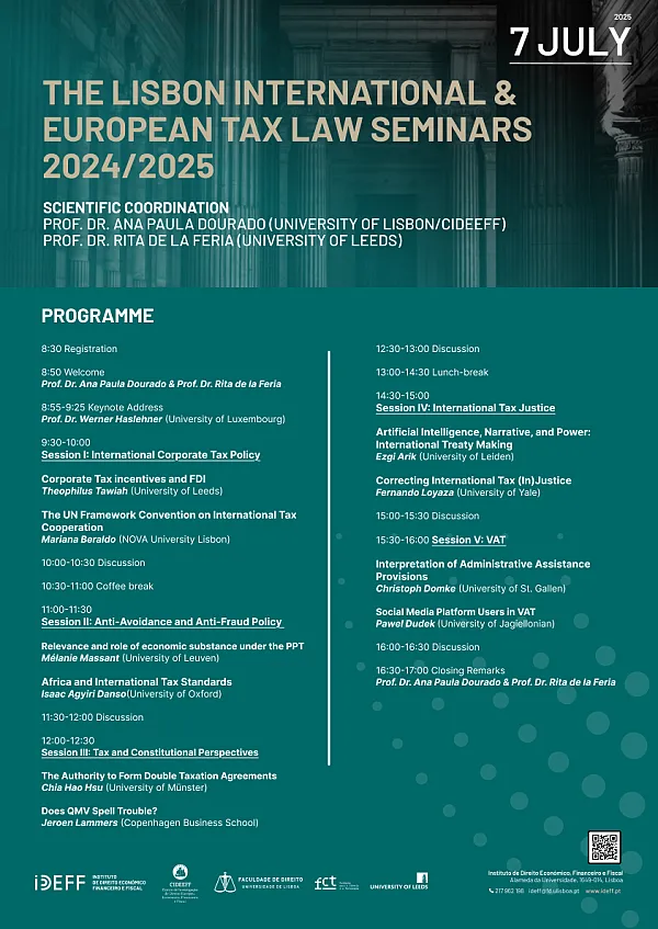 The Lisbon International & European Tax Law Seminars 2024/2025