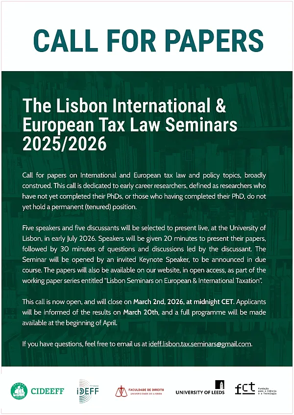 CALL FOR PAPERS - The Lisbon International & European Tax Law Seminars 2025/2026