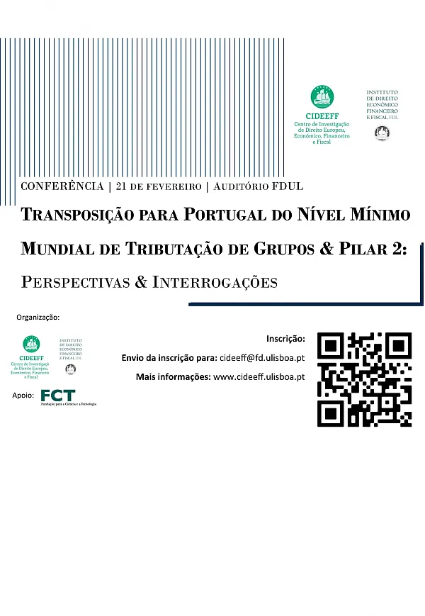 Conferência - Transposição para Portugal do nível mínimo mundial de Tributação de Grupos & Pilar 2