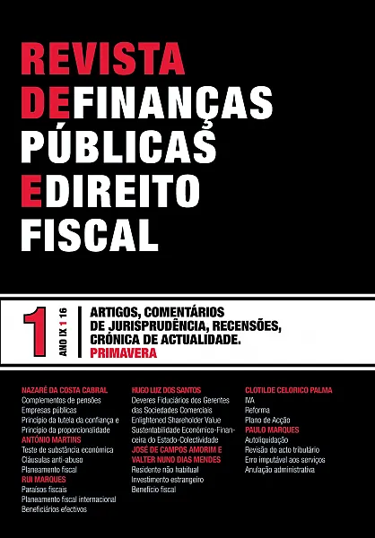 Issue n.º 1 IX of the Journal Of Public Finance and Tax Law
